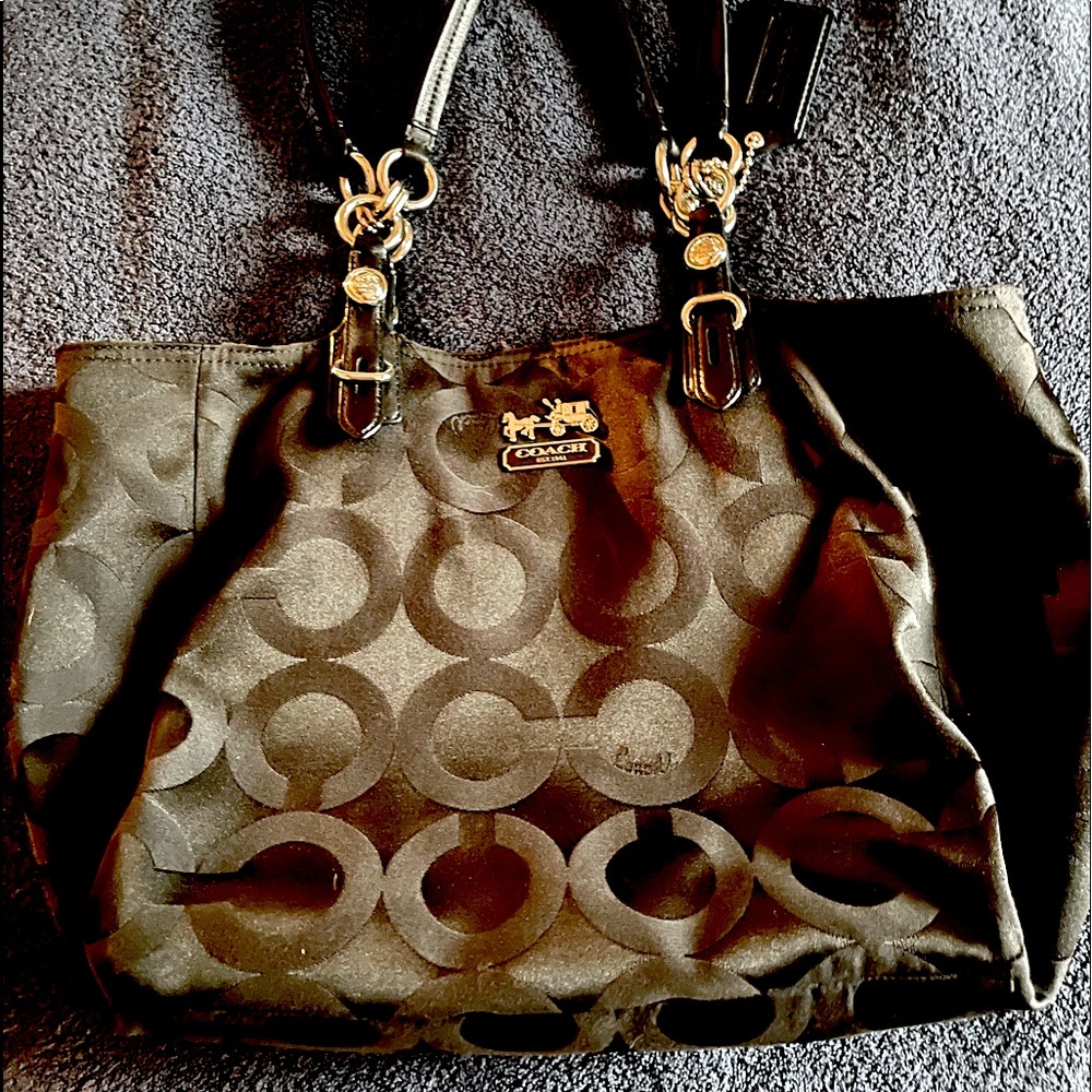 Black soft cloth coach medium size bag gently used